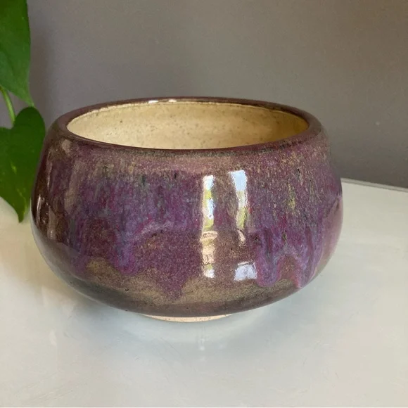 Studio Pottery Purple Drip Glaze Bowl - Picture 4 of 7